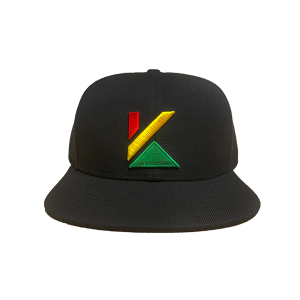 Black cap with a colorful logo