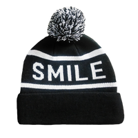 Smile Pom Beanie (Black & White)